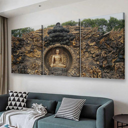 Gautama Buddha, Multi Canvas Painting Ideas, Multi Piece Panel Canvas Housewarming Gift Ideas Canvas Canvas Gallery Painting Framed Prints, Canvas Paintings Multi Panel Canvas 3PIECE(48x24)