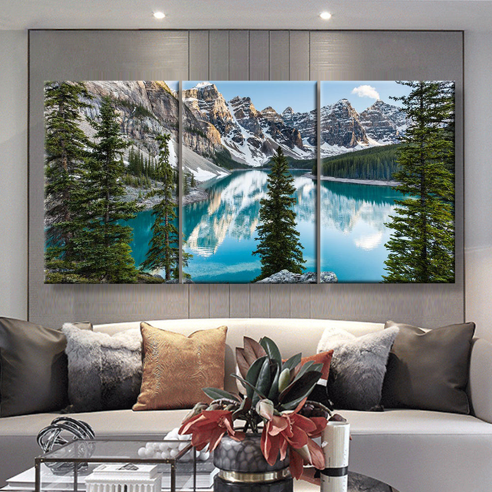 Panorama In The Banff Canada Nature, Multi Canvas Painting Ideas, Multi Piece Panel Canvas Housewarming Gift Ideas Canvas Canvas Gallery Painting Framed Prints, Canvas Paintings Multi Panel Canvas 3PIECE(36 x18)