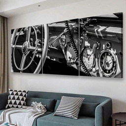 Dashboard Old Car In Black And White Retro Industrial, Multi Canvas Painting Ideas, Multi Piece Panel Canvas Housewarming Gift Ideas Canvas Canvas Gallery Painting Framed Prints, Canvas Paintings Multi Panel Canvas 3PIECE(48x24)