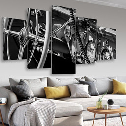 Dashboard Old Car In Black And White Retro Industrial, Multi Canvas Painting Ideas, Multi Piece Panel Canvas Housewarming Gift Ideas Canvas Canvas Gallery Painting Framed Prints, Canvas Paintings Multi Panel Canvas 5PIECE(Mixed 16)