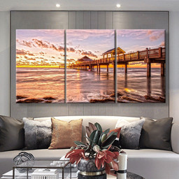 Sunset At Clearwater Beach Florida Landscape, Multi Canvas Painting Ideas, Multi Piece Panel Canvas Housewarming Gift Ideas Canvas Canvas Gallery Painting Framed Prints, Canvas Paintings Multi Panel Canvas 3PIECE(36 x18)