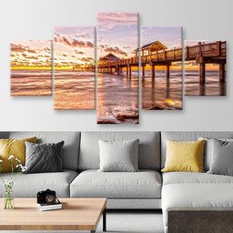 Sunset At Clearwater Beach Florida Landscape, Multi Canvas Painting Ideas, Multi Piece Panel Canvas Housewarming Gift Ideas Canvas Canvas Gallery Painting Framed Prints, Canvas Paintings Multi Panel Canvas 5PIECE(Mixed 12)