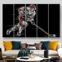 Ice Hockey Player On A Black Background Sports And Recreation, Multi Canvas Painting Ideas, Multi Piece Panel Canvas Housewarming Gift Ideas Canvas Canvas Gallery Painting Framed Prints, Canvas Paintings Multi Panel Canvas 5PIECE(60x36)