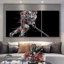 Ice Hockey Player On A Black Background Sports And Recreation, Multi Canvas Painting Ideas, Multi Piece Panel Canvas Housewarming Gift Ideas Canvas Canvas Gallery Painting Framed Prints, Canvas Paintings Multi Panel Canvas 3PIECE(36 x18)