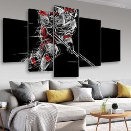 Ice Hockey Player On A Black Background Sports And Recreation, Multi Canvas Painting Ideas, Multi Piece Panel Canvas Housewarming Gift Ideas Canvas Canvas Gallery Painting Framed Prints, Canvas Paintings Multi Panel Canvas 5PIECE(Mixed 16)