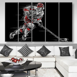 Ice Hockey Player On A Black Background Sports And Recreation, Multi Canvas Painting Ideas, Multi Piece Panel Canvas Housewarming Gift Ideas Canvas Canvas Gallery Painting Framed Prints, Canvas Paintings Multi Panel Canvas 5PIECE(80x48)