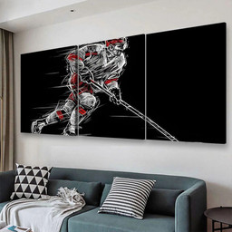 Ice Hockey Player On A Black Background Sports And Recreation, Multi Canvas Painting Ideas, Multi Piece Panel Canvas Housewarming Gift Ideas Canvas Canvas Gallery Painting Framed Prints, Canvas Paintings Multi Panel Canvas 3PIECE(48x24)
