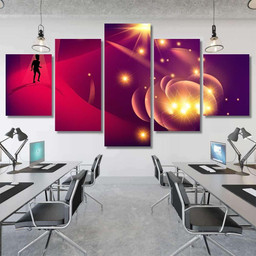 Silhouette Man Walking On Curved Surface Galaxy Sky and Space Multi Piece Panel Canvas Housewarming Gift Ideas Canvas Canvas Gallery Prints Multi Panel Canvas 5PIECE(Mixed 12)