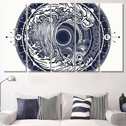Sea Compass Storm Tattoo Celtic Style Mandala Multi Panel Canvas Print Gift IDeas Canvas Canvas Gallery Painting Framed Prints, Canvas Paintings Multi Panel Canvas 5PIECE(60x36)