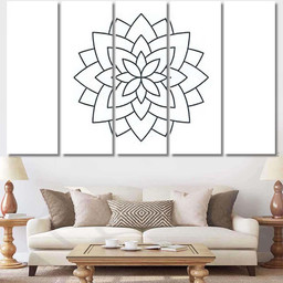 Line Lotus Flower Life Sacred Geometry Mandala Multi Panel Canvas Print Gift IDeas Canvas Canvas Gallery Painting Framed Prints, Canvas Paintings Multi Panel Canvas 5PIECE(80x48)