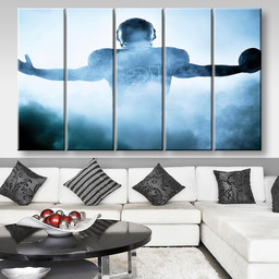 American Football Player Portrait In Silhouette Shadow, Multi Canvas Painting Ideas, Multi Piece Panel Canvas Housewarming Gift Ideas Canvas Canvas Gallery Painting Framed Prints, Canvas Paintings Multi Panel Canvas 5PIECE(80x48)