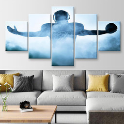 American Football Player Portrait In Silhouette Shadow, Multi Canvas Painting Ideas, Multi Piece Panel Canvas Housewarming Gift Ideas Canvas Canvas Gallery Painting Framed Prints, Canvas Paintings Multi Panel Canvas 5PIECE(Mixed 12)