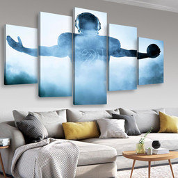 American Football Player Portrait In Silhouette Shadow, Multi Canvas Painting Ideas, Multi Piece Panel Canvas Housewarming Gift Ideas Canvas Canvas Gallery Painting Framed Prints, Canvas Paintings Multi Panel Canvas 5PIECE(Mixed 16)