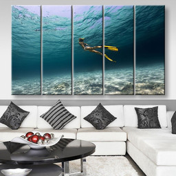 Girl Underwater Sports And Recreation, Multi Canvas Painting Ideas, Multi Piece Panel Canvas Housewarming Gift Ideas Canvas Canvas Gallery Painting Framed Prints, Canvas Paintings Multi Panel Canvas 5PIECE(80x48)