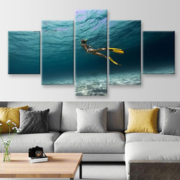 Girl Underwater Sports And Recreation, Multi Canvas Painting Ideas, Multi Piece Panel Canvas Housewarming Gift Ideas Canvas Canvas Gallery Painting Framed Prints, Canvas Paintings Multi Panel Canvas 5PIECE(Mixed 12)