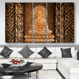 Buddha With Halo, Multi Canvas Painting Ideas, Multi Piece Panel Canvas Housewarming Gift Ideas Canvas Canvas Gallery Painting Framed Prints, Canvas Paintings Multi Panel Canvas 5PIECE(80x48)