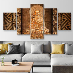Buddha With Halo, Multi Canvas Painting Ideas, Multi Piece Panel Canvas Housewarming Gift Ideas Canvas Canvas Gallery Painting Framed Prints, Canvas Paintings Multi Panel Canvas 5PIECE(Mixed 12)