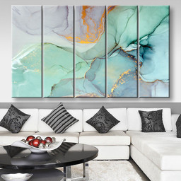Cool Calming Abstract, Multi Canvas Painting Ideas, Multi Piece Panel Canvas Housewarming Gift Ideas Canvas Canvas Gallery Painting Framed Prints, Canvas Paintings Multi Panel Canvas 5PIECE(80x48)