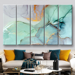 Cool Calming Abstract, Multi Canvas Painting Ideas, Multi Piece Panel Canvas Housewarming Gift Ideas Canvas Canvas Gallery Painting Framed Prints, Canvas Paintings Multi Panel Canvas 5PIECE(60x36)