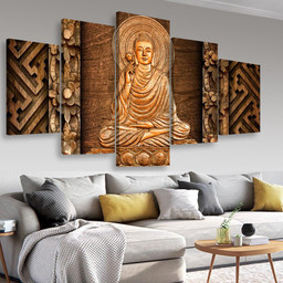 Buddha With Halo, Multi Canvas Painting Ideas, Multi Piece Panel Canvas Housewarming Gift Ideas Canvas Canvas Gallery Painting Framed Prints, Canvas Paintings Multi Panel Canvas 5PIECE(Mixed 16)