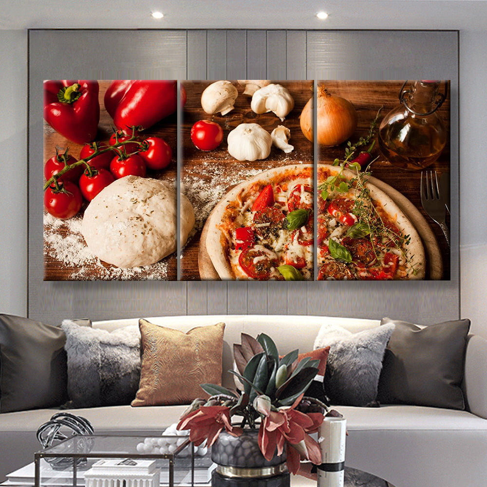 Freshly Baked Pizza, Multi Canvas Painting Ideas, Multi Piece Panel Canvas Housewarming Gift Ideas Canvas Canvas Gallery Painting Framed Prints, Canvas Paintings Multi Panel Canvas 3PIECE(36 x18)