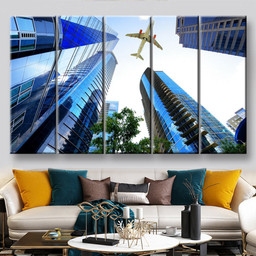 Airplane Flying Over Atlanta Georgia Usa Landscape, Multi Canvas Painting Ideas, Multi Piece Panel Canvas Housewarming Gift Ideas Canvas Canvas Gallery Painting Framed Prints, Canvas Paintings Multi Panel Canvas 5PIECE(60x36)