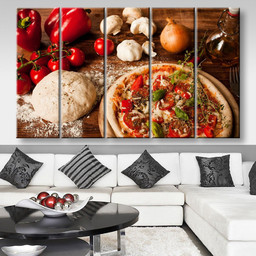 Freshly Baked Pizza, Multi Canvas Painting Ideas, Multi Piece Panel Canvas Housewarming Gift Ideas Canvas Canvas Gallery Painting Framed Prints, Canvas Paintings Multi Panel Canvas 5PIECE(80x48)