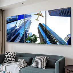 Airplane Flying Over Atlanta Georgia Usa Landscape, Multi Canvas Painting Ideas, Multi Piece Panel Canvas Housewarming Gift Ideas Canvas Canvas Gallery Painting Framed Prints, Canvas Paintings Multi Panel Canvas 3PIECE(48x24)