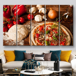 Freshly Baked Pizza, Multi Canvas Painting Ideas, Multi Piece Panel Canvas Housewarming Gift Ideas Canvas Canvas Gallery Painting Framed Prints, Canvas Paintings Multi Panel Canvas 5PIECE(60x36)