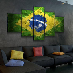 Spirit of Brazil Flag Multi Canvas Painting Ideas, Multi Piece Panel Canvas Housewarming Gift Ideas Framed Prints, Canvas Paintings Wrapped Canvas 5 Panels Mixed 16