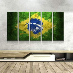 Spirit of Brazil Flag Multi Canvas Painting Ideas, Multi Piece Panel Canvas Housewarming Gift Ideas Framed Prints, Canvas Paintings Wrapped Canvas 5 Panels 80x48