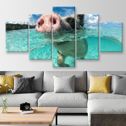 Wild Swimming Pig On Big Majors Cay In The Bahamas Animals, Multi Canvas Painting Ideas, Multi Piece Panel Canvas Housewarming Gift Ideas Canvas Canvas Gallery Painting Framed Prints, Canvas Paintings Multi Panel Canvas 5PIECE(Mixed 12)