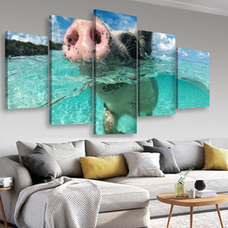 Wild Swimming Pig On Big Majors Cay In The Bahamas Animals, Multi Canvas Painting Ideas, Multi Piece Panel Canvas Housewarming Gift Ideas Canvas Canvas Gallery Painting Framed Prints, Canvas Paintings Multi Panel Canvas 5PIECE(Mixed 16)