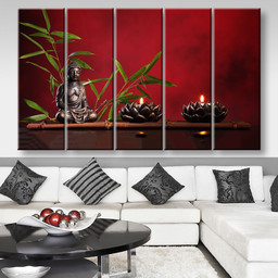 Zen Buddha And Candles, Multi Canvas Painting Ideas, Multi Piece Panel Canvas Housewarming Gift Ideas Canvas Canvas Gallery Painting Framed Prints, Canvas Paintings Multi Panel Canvas 5PIECE(80x48)
