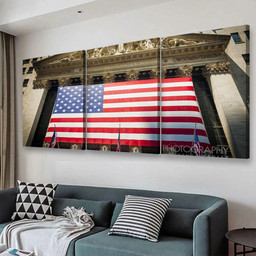 Wall Street New York Stock Exchange Entrance Abstrast, Multi Canvas Painting Ideas, Multi Piece Panel Canvas Housewarming Gift Ideas Canvas Canvas Gallery Painting Framed Prints, Canvas Paintings Multi Panel Canvas 3PIECE(48x24)