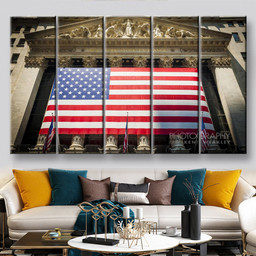 Wall Street New York Stock Exchange Entrance Abstrast, Multi Canvas Painting Ideas, Multi Piece Panel Canvas Housewarming Gift Ideas Canvas Canvas Gallery Painting Framed Prints, Canvas Paintings Multi Panel Canvas 5PIECE(60x36)