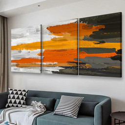 Brown Gray And Orange Abstract Abstrast, Multi Canvas Painting Ideas, Multi Piece Panel Canvas Housewarming Gift Ideas Canvas Canvas Gallery Painting Framed Prints, Canvas Paintings Multi Panel Canvas 3PIECE(48x24)