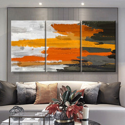 Brown Gray And Orange Abstract Abstrast, Multi Canvas Painting Ideas, Multi Piece Panel Canvas Housewarming Gift Ideas Canvas Canvas Gallery Painting Framed Prints, Canvas Paintings Multi Panel Canvas 3PIECE(36 x18)