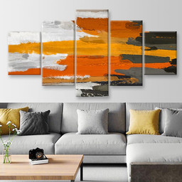 Brown Gray And Orange Abstract Abstrast, Multi Canvas Painting Ideas, Multi Piece Panel Canvas Housewarming Gift Ideas Canvas Canvas Gallery Painting Framed Prints, Canvas Paintings Multi Panel Canvas 5PIECE(Mixed 12)