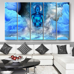Blue Buddha, Multi Canvas Painting Ideas, Multi Piece Panel Canvas Housewarming Gift Ideas Canvas Canvas Gallery Painting Framed Prints, Canvas Paintings Multi Panel Canvas 5PIECE(80x48)