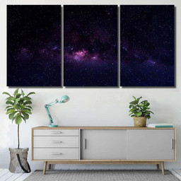Milky Way Galaxy Seen Serengeti Tanzani A1 Galaxy Sky and Space Multi Piece Panel Canvas Housewarming Gift Ideas Canvas Canvas Gallery Prints Multi Panel Canvas 3PIECE(36 x18)