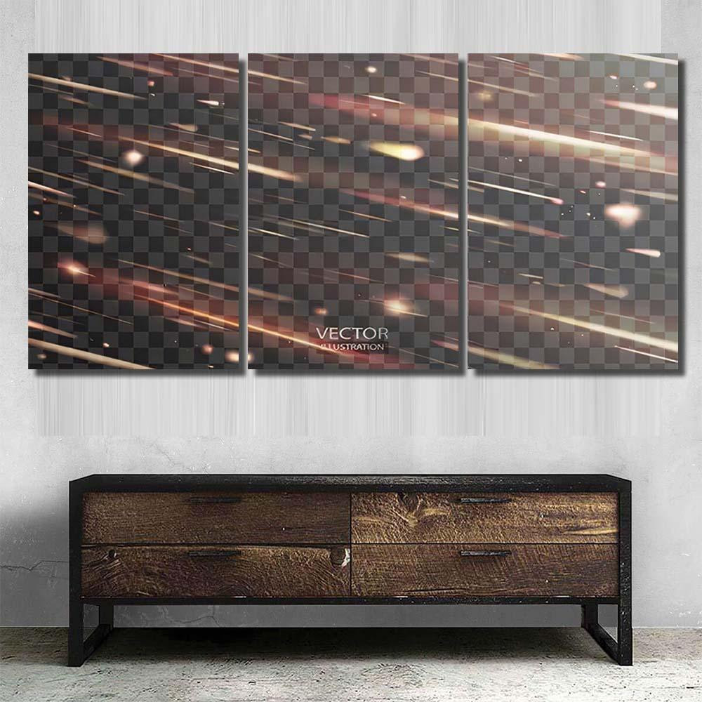 Shooting Stars Transparent Vector Background Light Galaxy Sky and Space Multi Piece Panel Canvas Housewarming Gift Ideas Canvas Canvas Gallery Prints Multi Panel Canvas 3PIECE(36 x18)