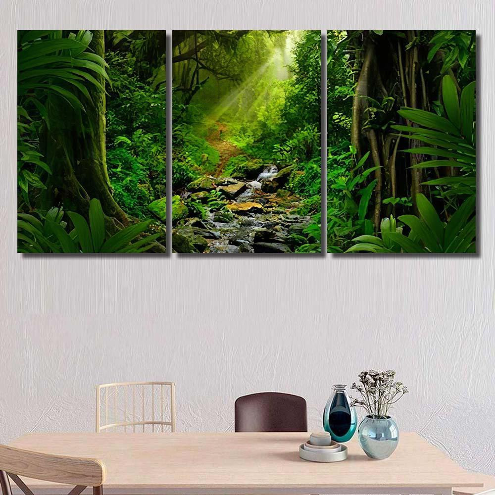 Southeast Asian Rainforest Deep Jungle 2 Fantasy Canvas Print Panel Canvas, 3 5 Piece Canvas Art, Multi Panel Canvas Canvas Canvas Gallery Painting Framed Prints, Canvas Paintings Multi Panel Canvas 3PIECE(36 x18)
