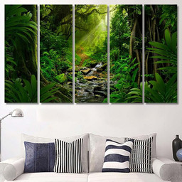 Southeast Asian Rainforest Deep Jungle 2 Fantasy Canvas Print Panel Canvas, 3 5 Piece Canvas Art, Multi Panel Canvas Canvas Canvas Gallery Painting Framed Prints, Canvas Paintings Multi Panel Canvas 5PIECE(80x48)