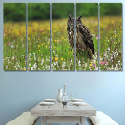 Eurasian Eagle Owl Bubo Perched On 2, Eagle Animals Premium Multi Canvas Prints, Multi Piece Panel Canvas , Luxury Gallery Wall Fine Art Multi Canvas 5PIECE(Mixed 12)