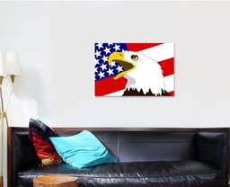 American Bald Eagle Flag United States, Eagle Animals Premium Multi Canvas Prints, Multi Piece Panel Canvas , Luxury Gallery Wall Fine Art Single Canvas 1 PIECE (24x36)
