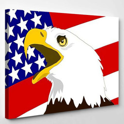 American Bald Eagle Flag United States, Eagle Animals Premium Multi Canvas Prints, Multi Piece Panel Canvas , Luxury Gallery Wall Fine Art Single Canvas 1 PIECE (8x10)