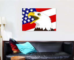 American Bald Eagle Flag United States, Eagle Animals Premium Multi Canvas Prints, Multi Piece Panel Canvas , Luxury Gallery Wall Fine Art Single Canvas 1 PIECE (32x48)