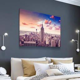 City Landscape Empire State Building Sunset Usa Pround Multi Canvas Painting Ideas, Multi Piece Panel Canvas Housewarming Gift Ideas Framed Prints, Canvas Paintings Wrapped Canvas 1 Panel 30x20