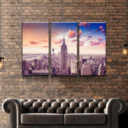 City Landscape Empire State Building Sunset Usa Pround Multi Canvas Painting Ideas, Multi Piece Panel Canvas Housewarming Gift Ideas Framed Prints, Canvas Paintings Wrapped Canvas 1 Panel 12x8